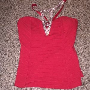 Red halter top with jewels (JRs size Large)